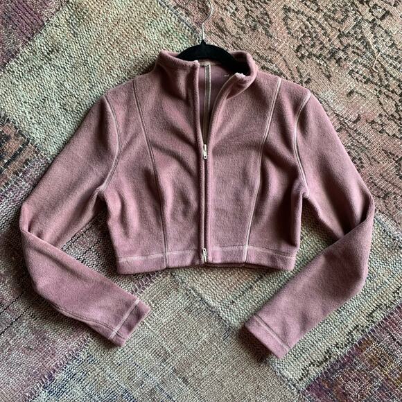 Out From Under MEDIUM Bethany Crop fleece purple mauve zip jacket - Picture 1 of 3
